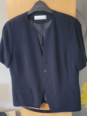 Women's Navy Short-Sleeve Blazer